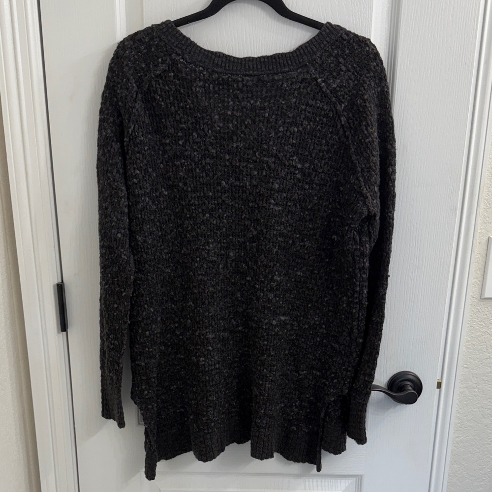 Free People Jeepster Wool Honeycomb Sweater Charcoal Gray Women’s Large - Picture 8 of 9